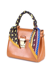 Foulard bandeau marrone in seta stampata PIPER