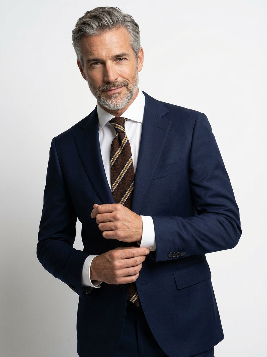 Cravatta 3 pieghe sfoderata marrone in seta shantung GRANTA