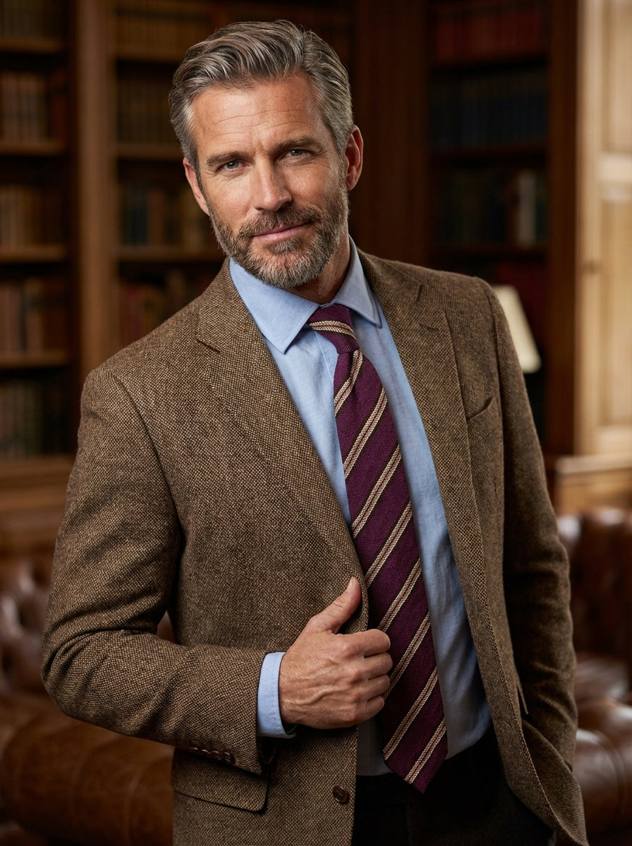 Cravatta 3 pieghe sfoderata GRANTA in pura seta shantung wine