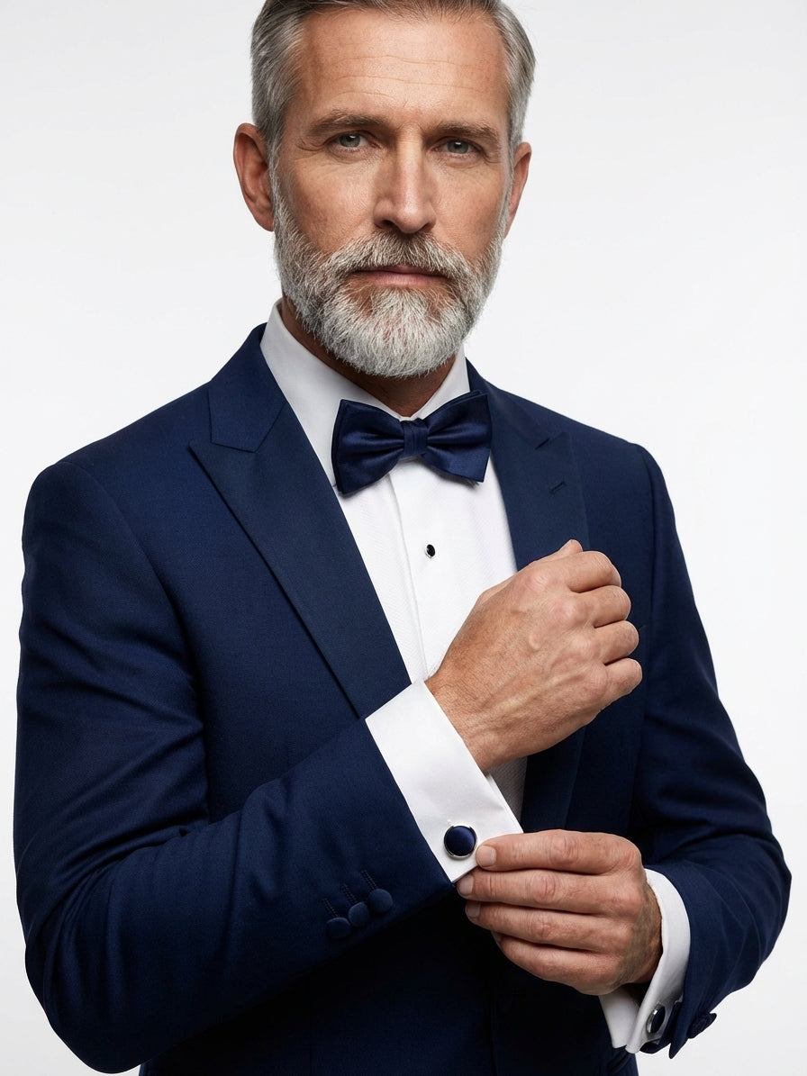 Gemelli da polso in pura seta raso BLU MARINE