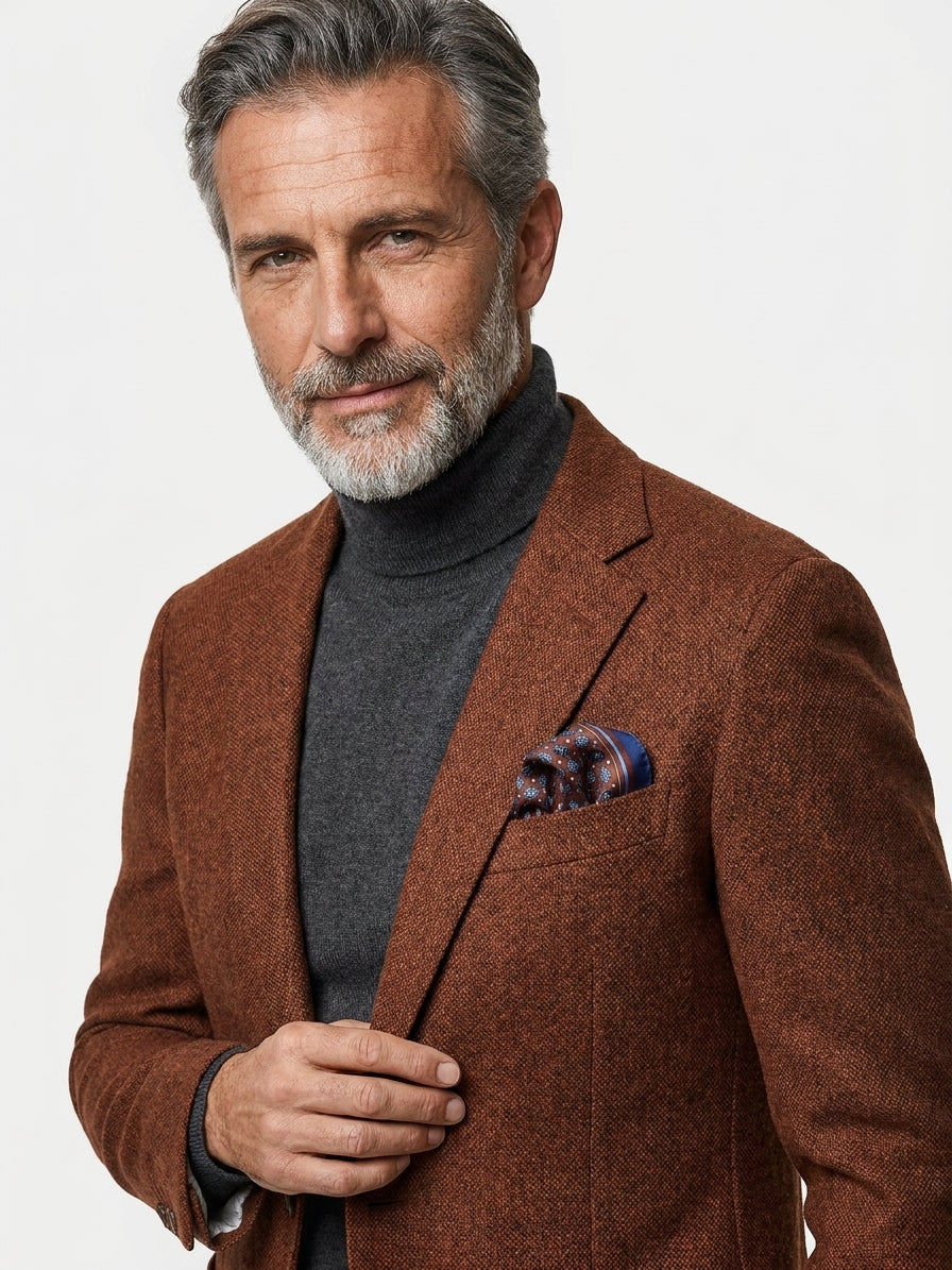 Fazzoletto da taschino marrone XL in seta twill HAVOCK