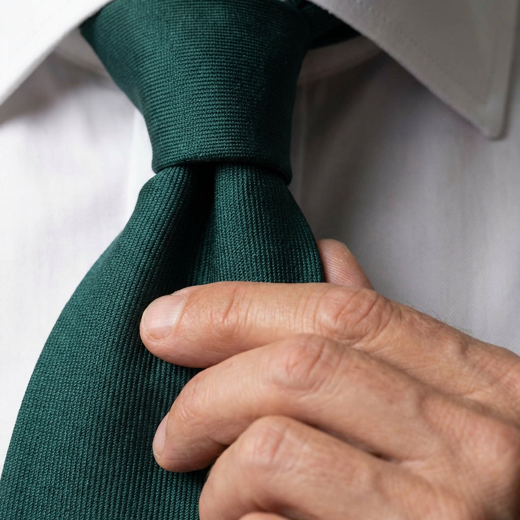 Cravatta 7 Pieghe DACCA in seta inglese stampata Verde Scuro