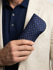 Portaocchiali blu navy NUMBER in seta stampata inglese