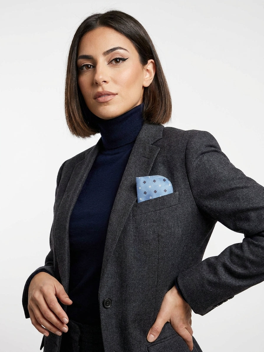 Portaocchiali celeste in seta jacquard LORENO