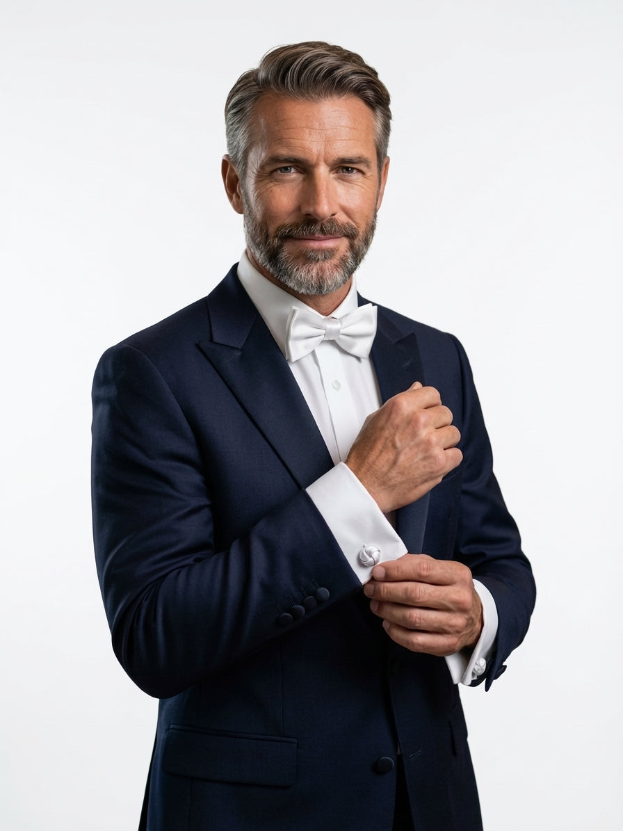 Gemelli da polso in pura seta raso Bianco