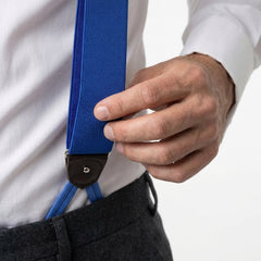 Bretella 100% seta inglese con lacci in tessuto e clip DACCA Blu Elettrico