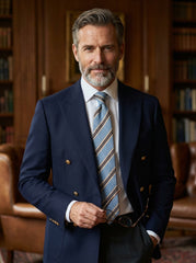 Cravatta 3 pieghe sfoderata in seta shantung celeste GRANTA