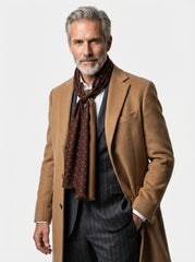 Sciarpa doppiata in seta/lana GARDA Marrone/Marrone Chiaro