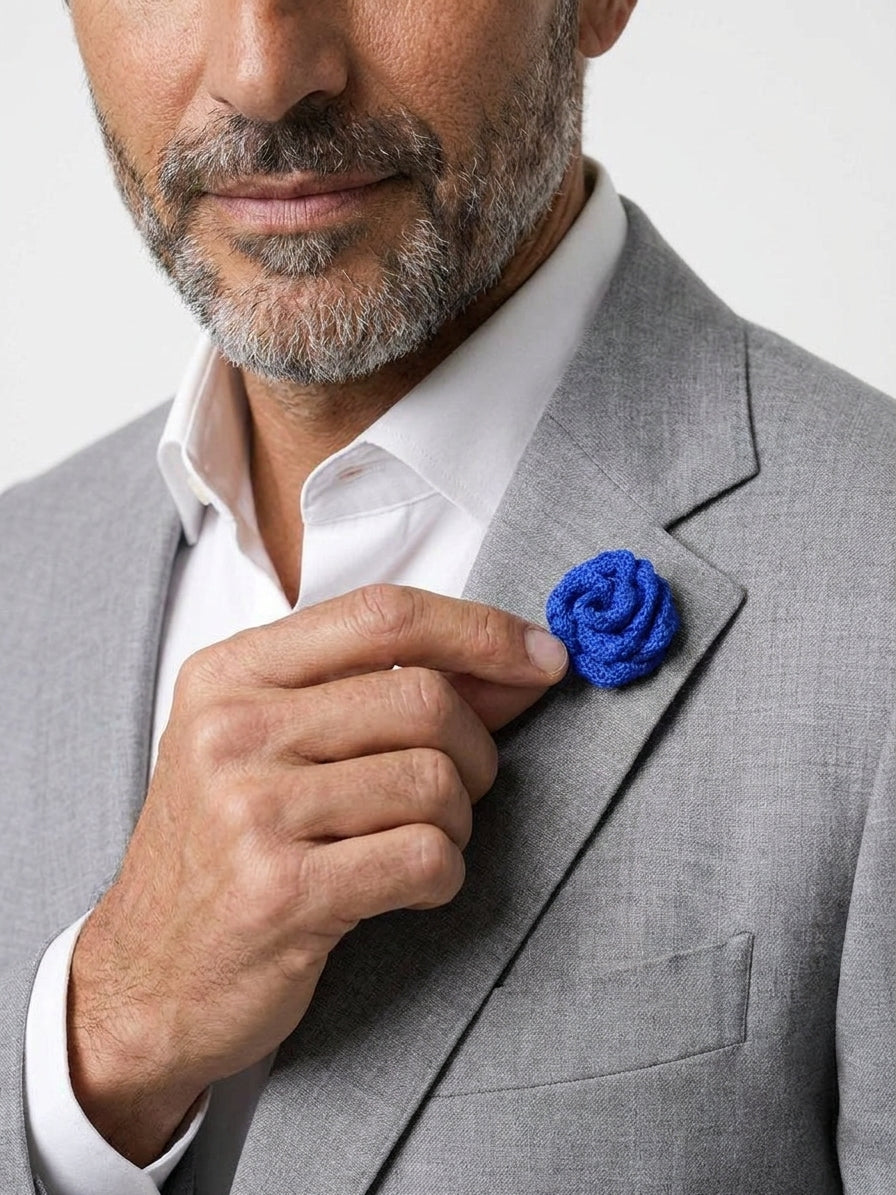 Piccolo fiore all'occhiello RUBINO Garza di seta-Blu elettrico