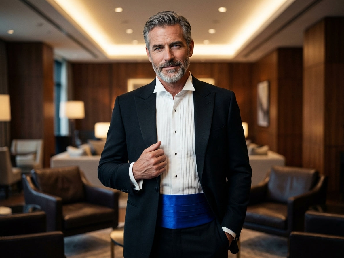 Fascia da Smoking  Blu Elettrico AMANTEA in seta raso