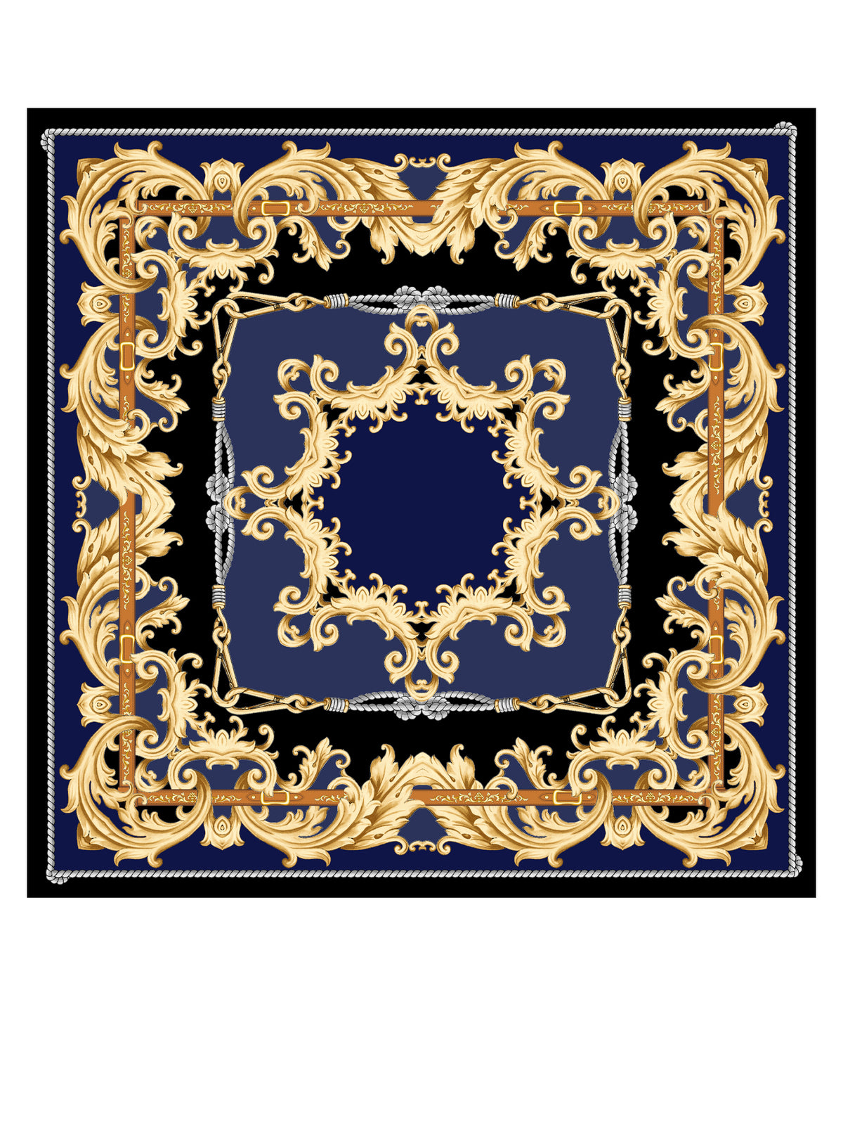 Foulard blu 90x90cm in seta stampata PAINTING