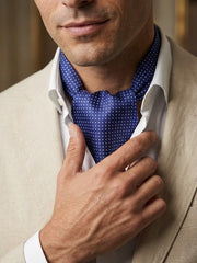 Ascot uomo VALDA 100% SETA TWILL Blu
