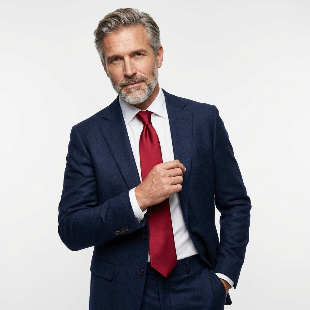 Cravatta Rosso Scuro 3 pieghe AMANTEA in seta raso