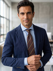 Cravatta 3 pieghe KENT in seta jacquard marrone