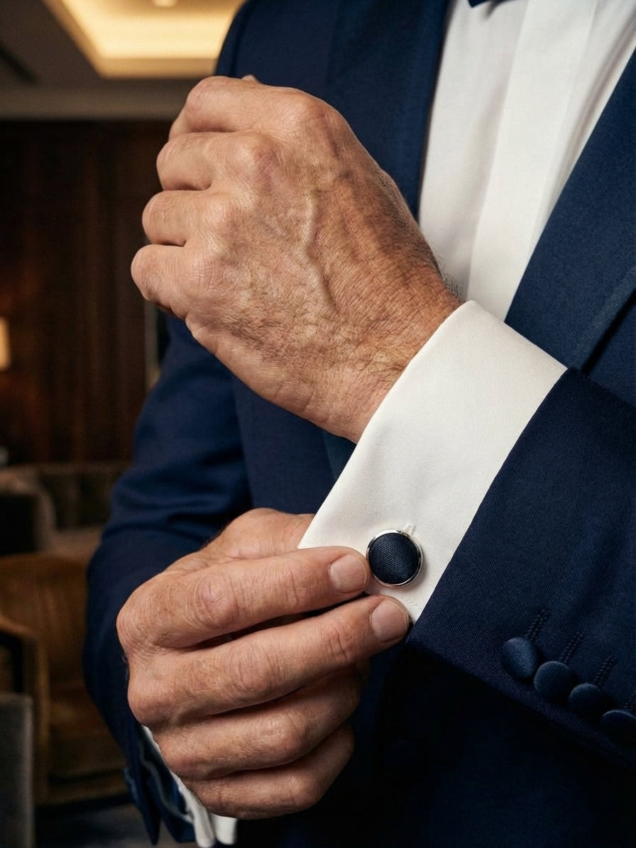 Gemelli da polso in pura seta raso BLU SCURO