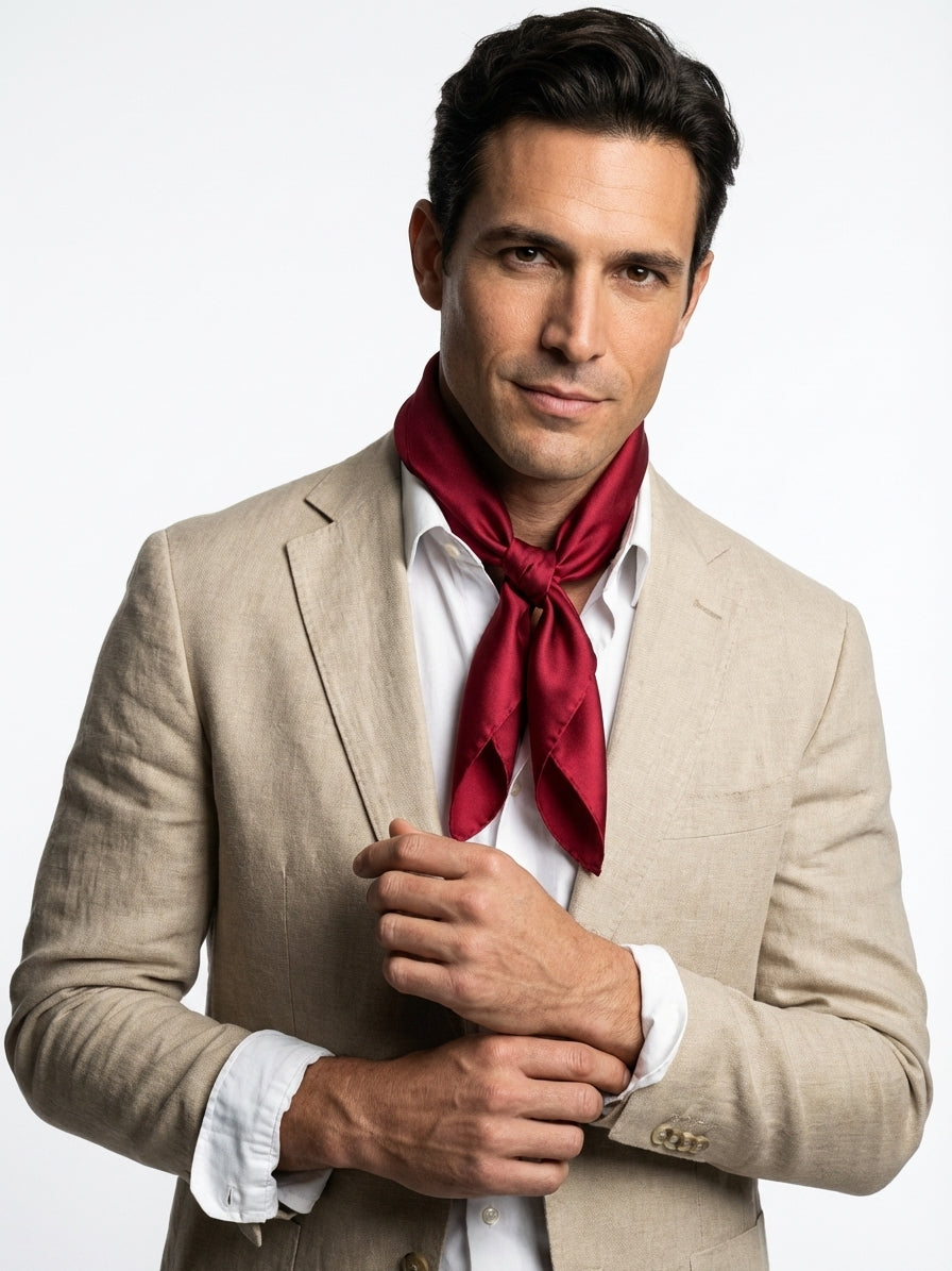 Foulard 100% seta stampata CALISTA  Rosso Scuro