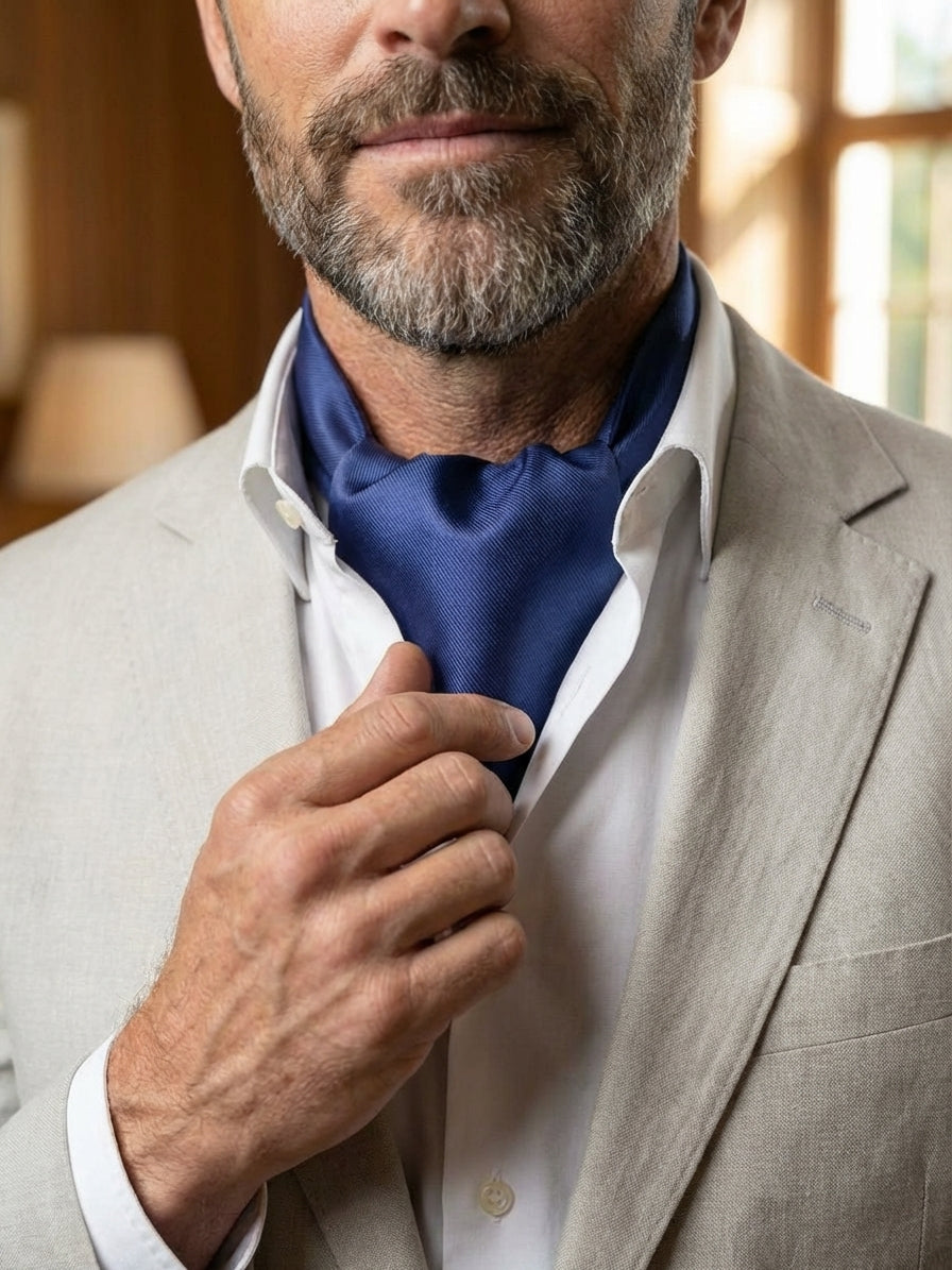 Ascot uomo CALISTA 100% SETA TWILL Blu