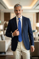 Cravatta Blu Avion 7 Pieghe DACCA in seta inglese stampata