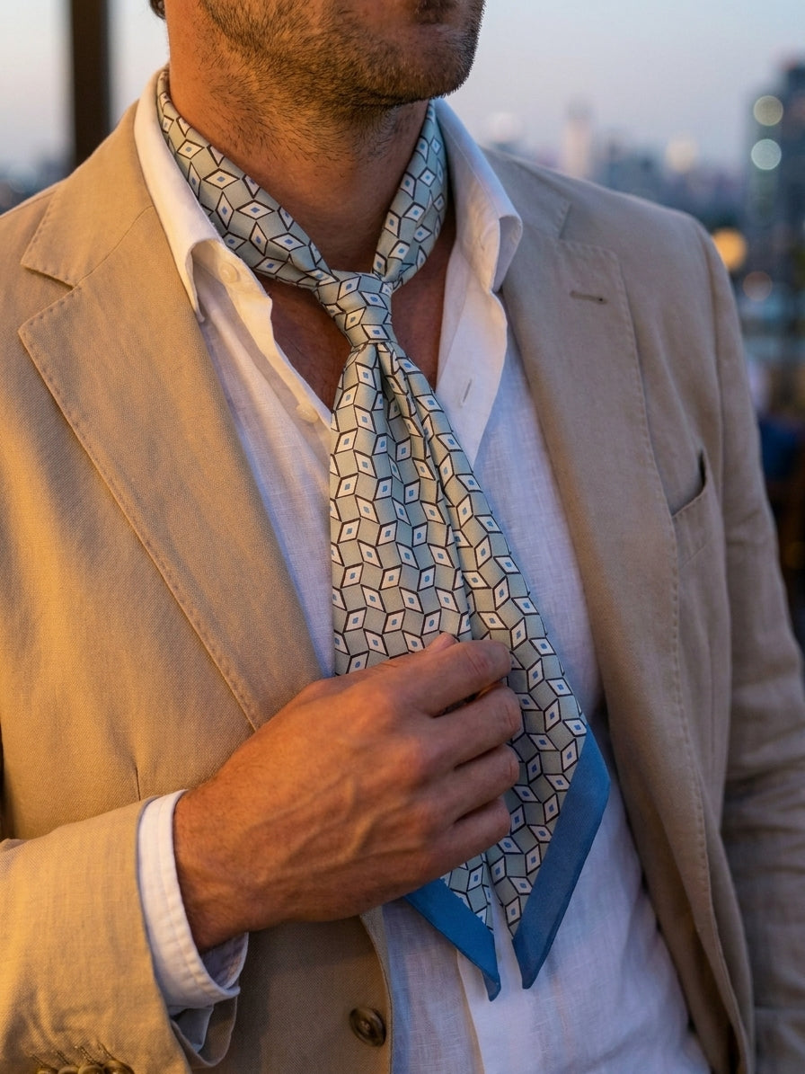 foulard twilly DOUG in seta stampata verde