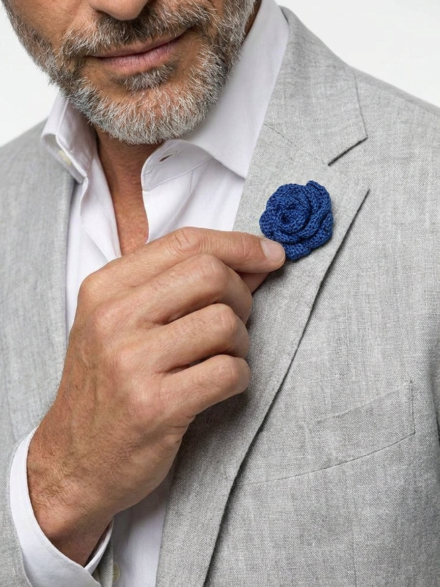 Piccolo fiore all'occhiello ONICE Garza di seta-Blu elettrico