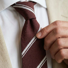 Cravatta 3 pieghe sfoderata marrone BIRTO 100% seta shantung