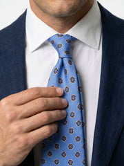 Cravatta 3 pieghe sfoderata LEX seta\lino celeste