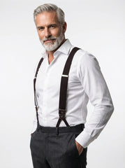 Bretella a Y in elastico con lacci e clip ELASTIC Marrone