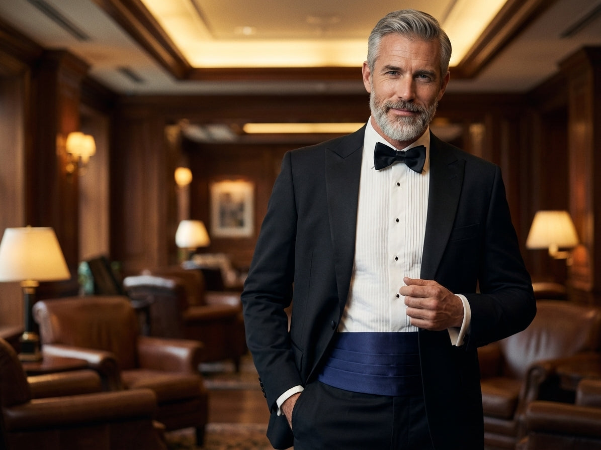 Fascia da Smoking Blu Marine AMANTEA in seta raso