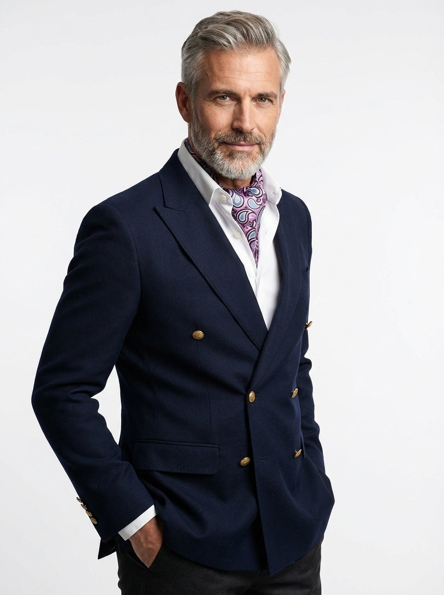 Ascot doppia punta lilla in seta raso stampata LILLY