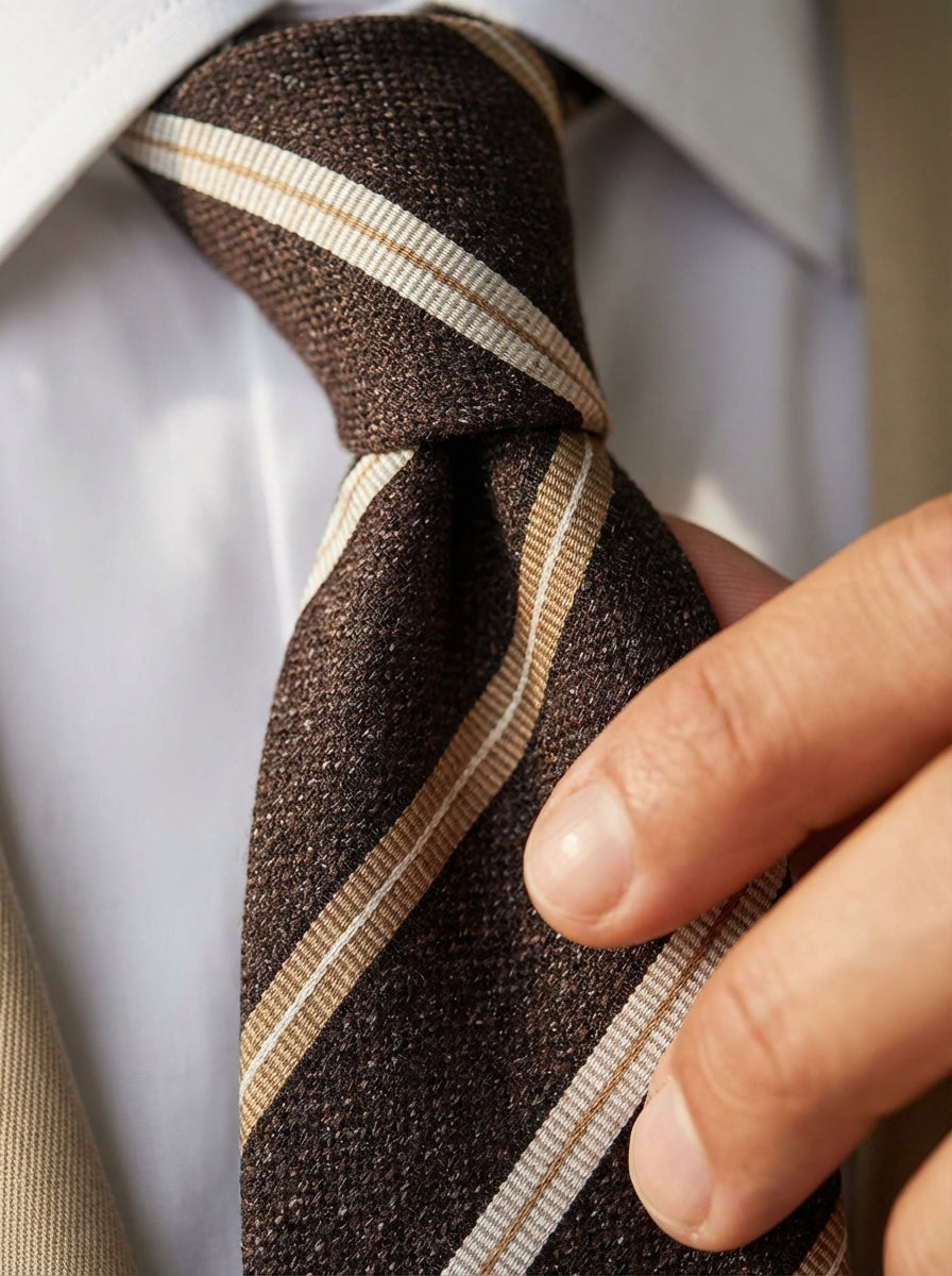 Cravatta 3 pieghe MOGANO seta\cotone marrone