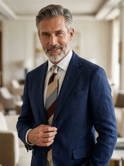 Cravatta 3 pieghe sfoderata beige/grigio/marrone in seta shantung TRIGA