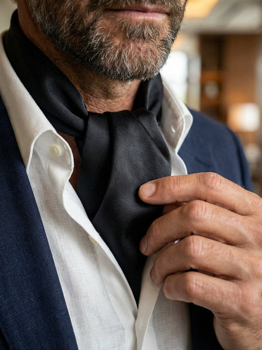 Ascot uomo CALISTA 100% SETA TWILL Nero
