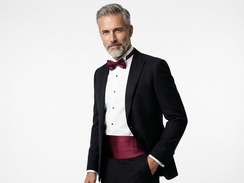 Fascia da Smoking Bordeaux AMANTEA in seta raso