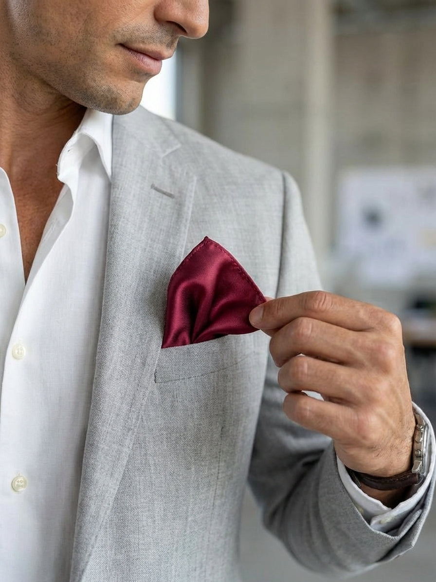 Fazzoletto da taschino in seta CALISTA Burgundy