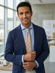 Cravatta 3 pieghe CASE in seta jacquard Beige