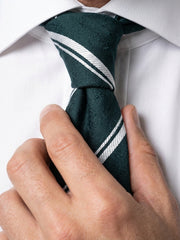 Cravatta 3 pieghe sfoderata verde BIRTO 100% seta shantung