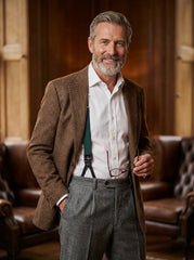 Bretella a Y in seta shantung verde con lacci in tessuto e clip FARMA