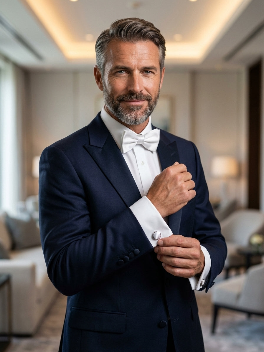 Gemelli da polso in pura seta raso Bianco