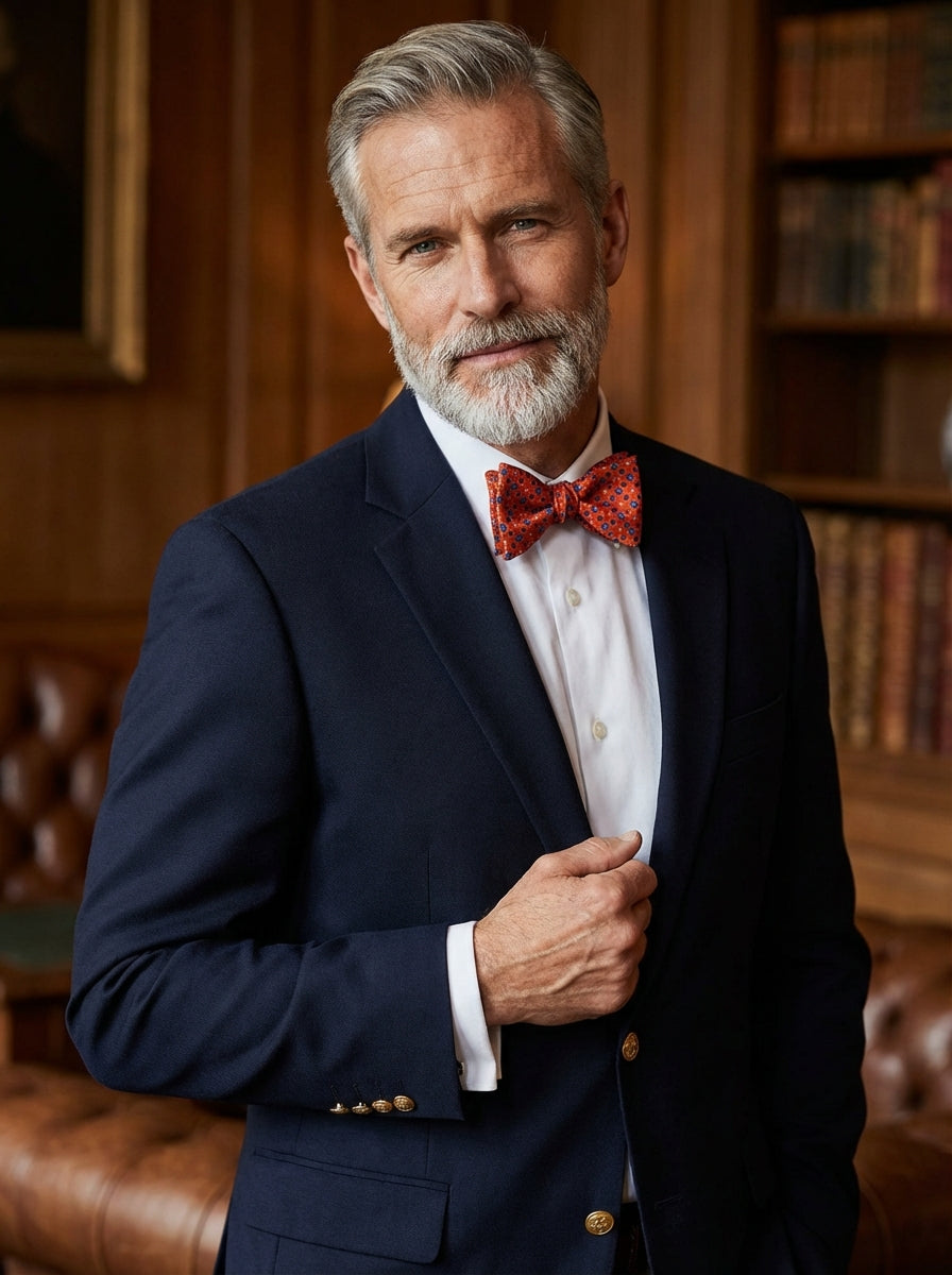 Papillon da annodare arancione SIMONE in seta inglese stampata