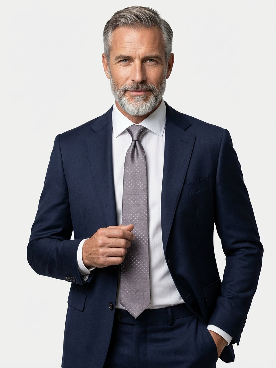 Cravatta 3 Pieghe grigio ARGENTIO seta tessuto