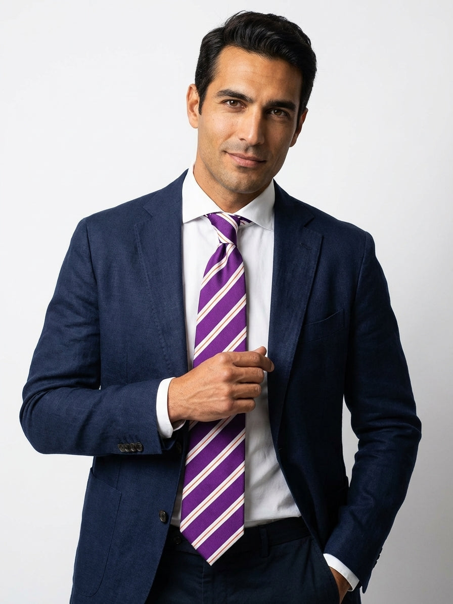 Cravatta 3 pieghe CIRCUS seta jacquard viola