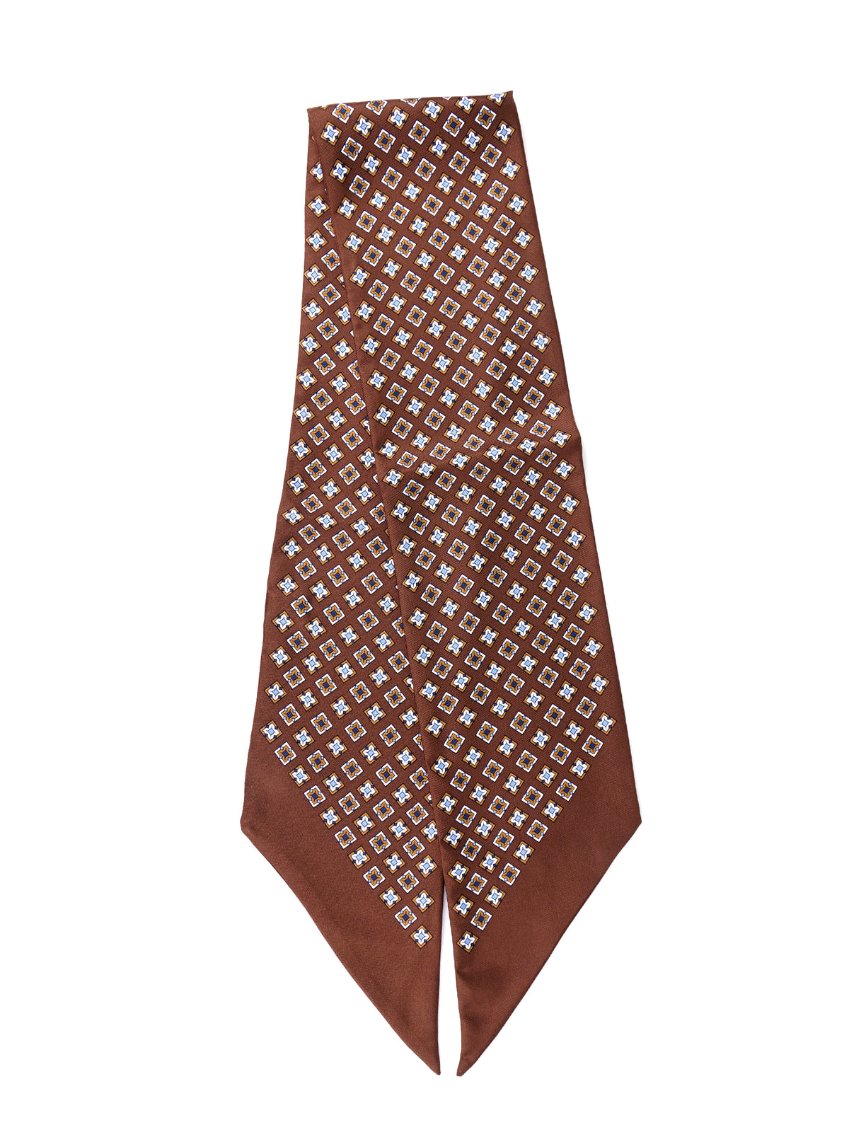 VICKY Brown Printed Silk Twilly Scarf
