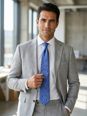 Cravatta 3 pieghe SEAL in seta jacquard Blu
