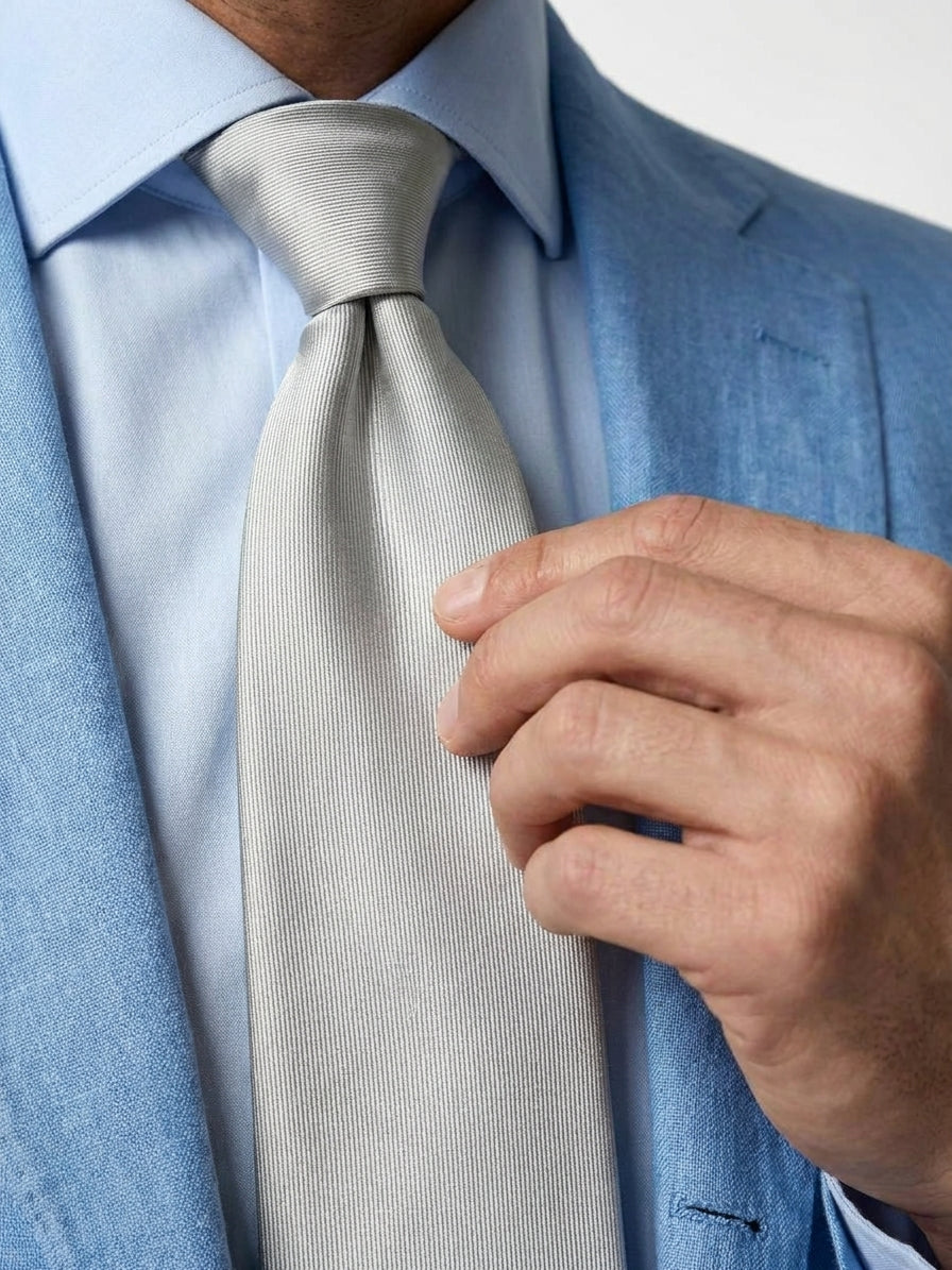 Cravatta 3 pieghe grigio in seta jacquard SAGLIETTA