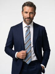 Cravatta 3 pieghe sfoderata in seta shantung celeste GRANTA