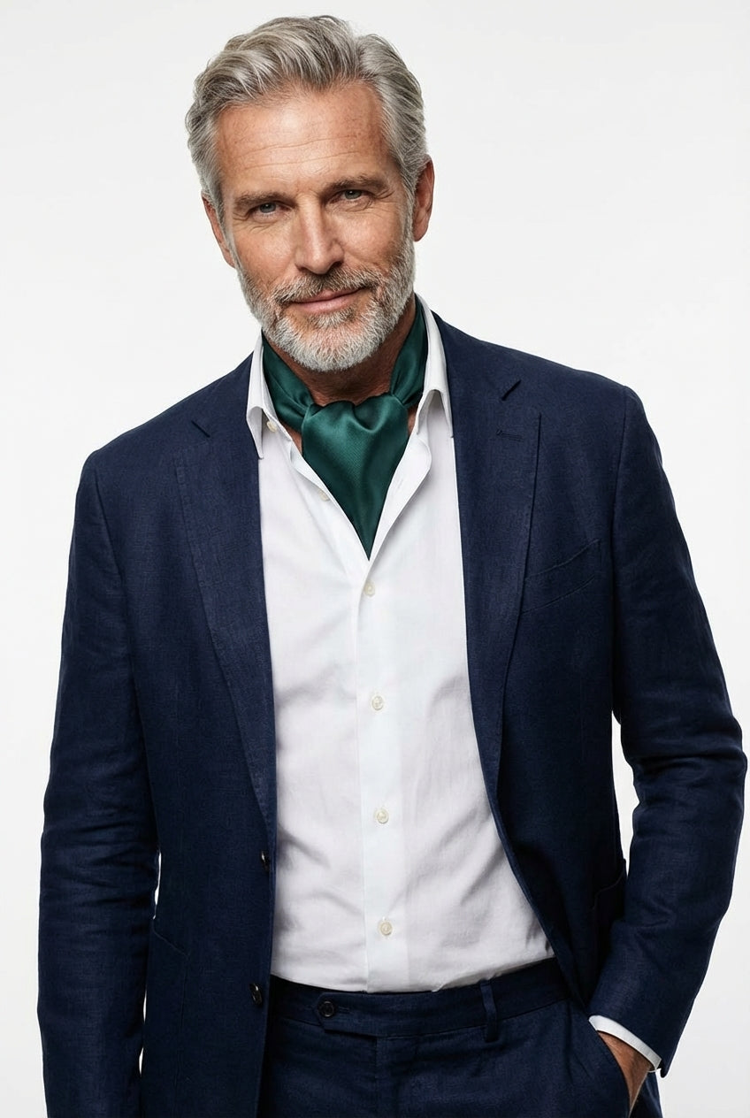 Ascot uomo CALISTA 100% SETA TWILL Verde Scuro