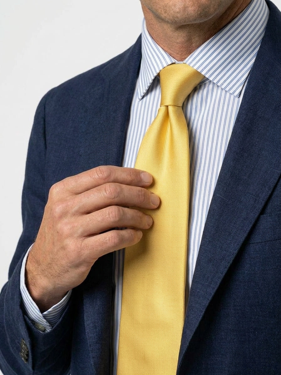 Cravatta 3 pieghe giallo oro in seta jacquard SAGLIETTA