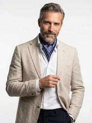 Ascot doppia punta blu in seta raso stampata BASTIK