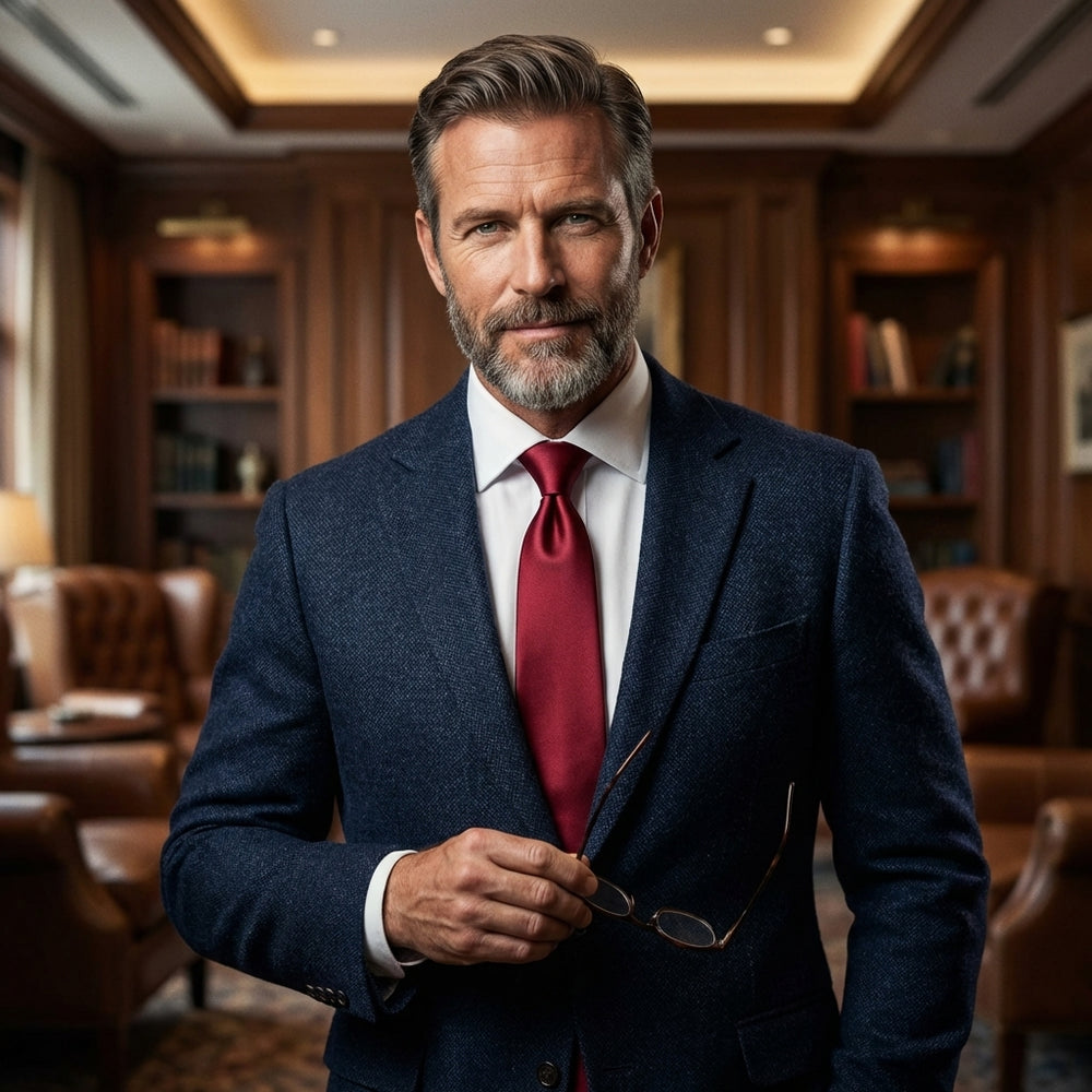 Cravatta Rosso Scuro 3 pieghe AMANTEA in seta raso