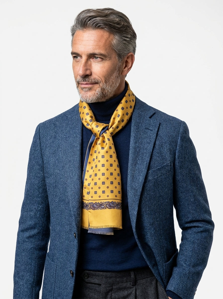 Sciarpa giallo doppiata in seta\Modal  SPORTY
